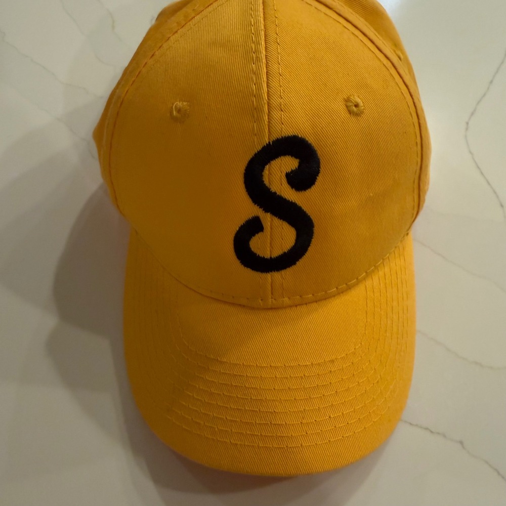 Yellow Baseball Cap Embroidered S Logo‎ Adjustable Back